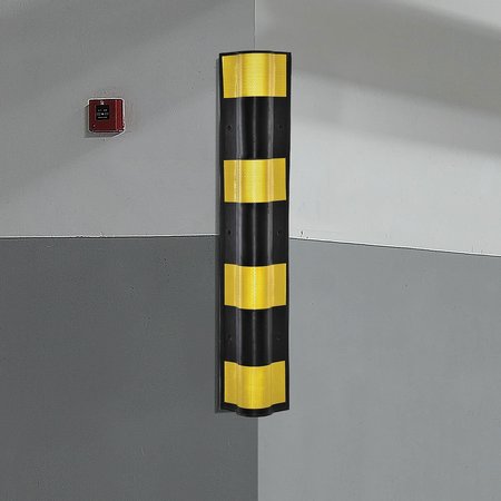 GLOBAL INDUSTRIAL Heavy Duty Corner Guard, Rounded, 31L, Yellow/Black 708112